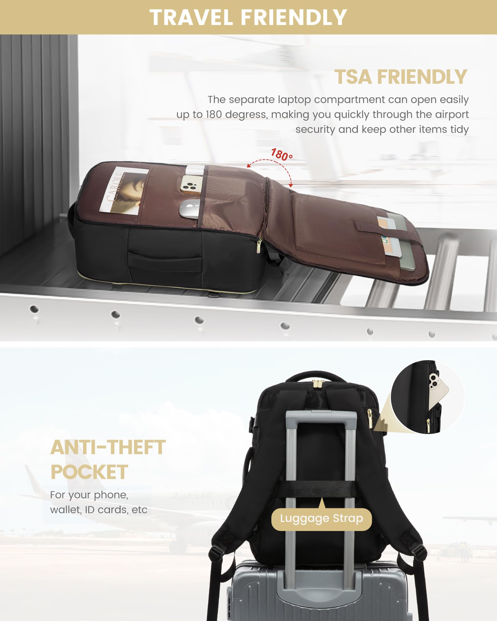 Foto 5 pulgar | Mochila De Viaje Lovevook Carry On 35l Impermeable Negra - Venta Internacional.