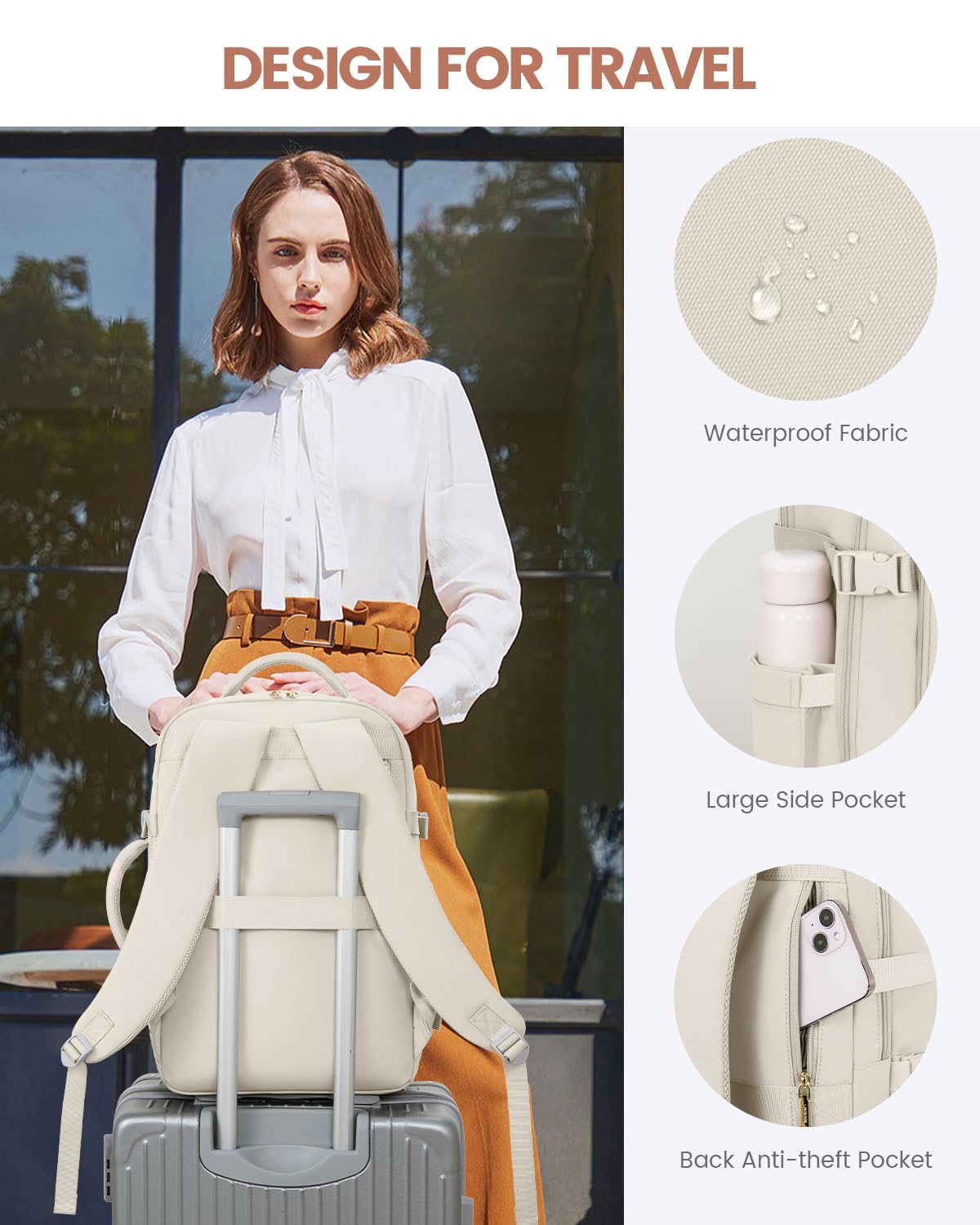 Foto 6 | Mochila De Viaje Lovevook De 40 Litros Para Mujer Con Compartimento Para Portátil De 17 Pulgadas - Venta Internacional.