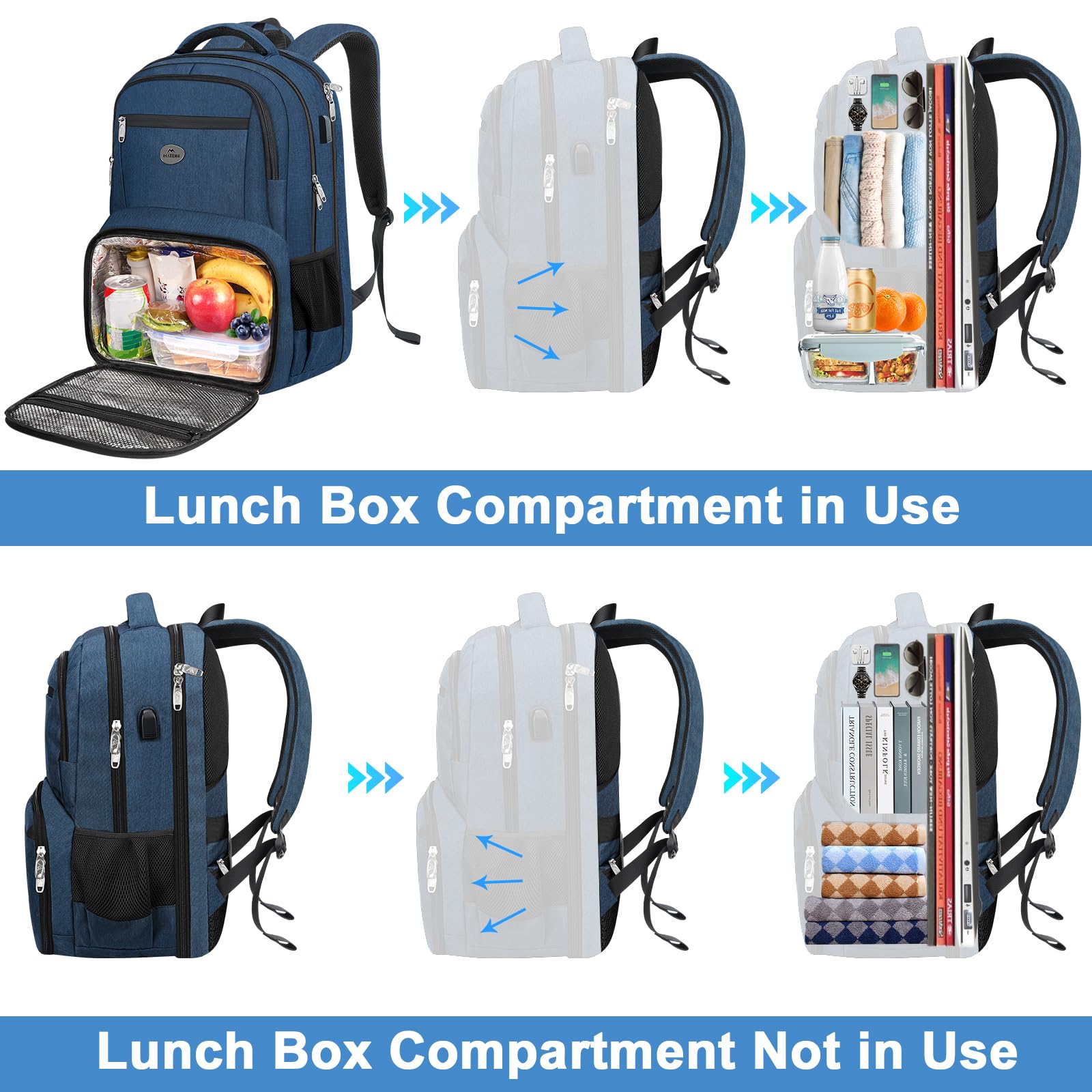 Foto 4 pulgar | Mochila Matein Para Hombre Con Compartimento Para Portátil De 18 Pulgadas Y Bolsa Térmica - Venta Internacional.