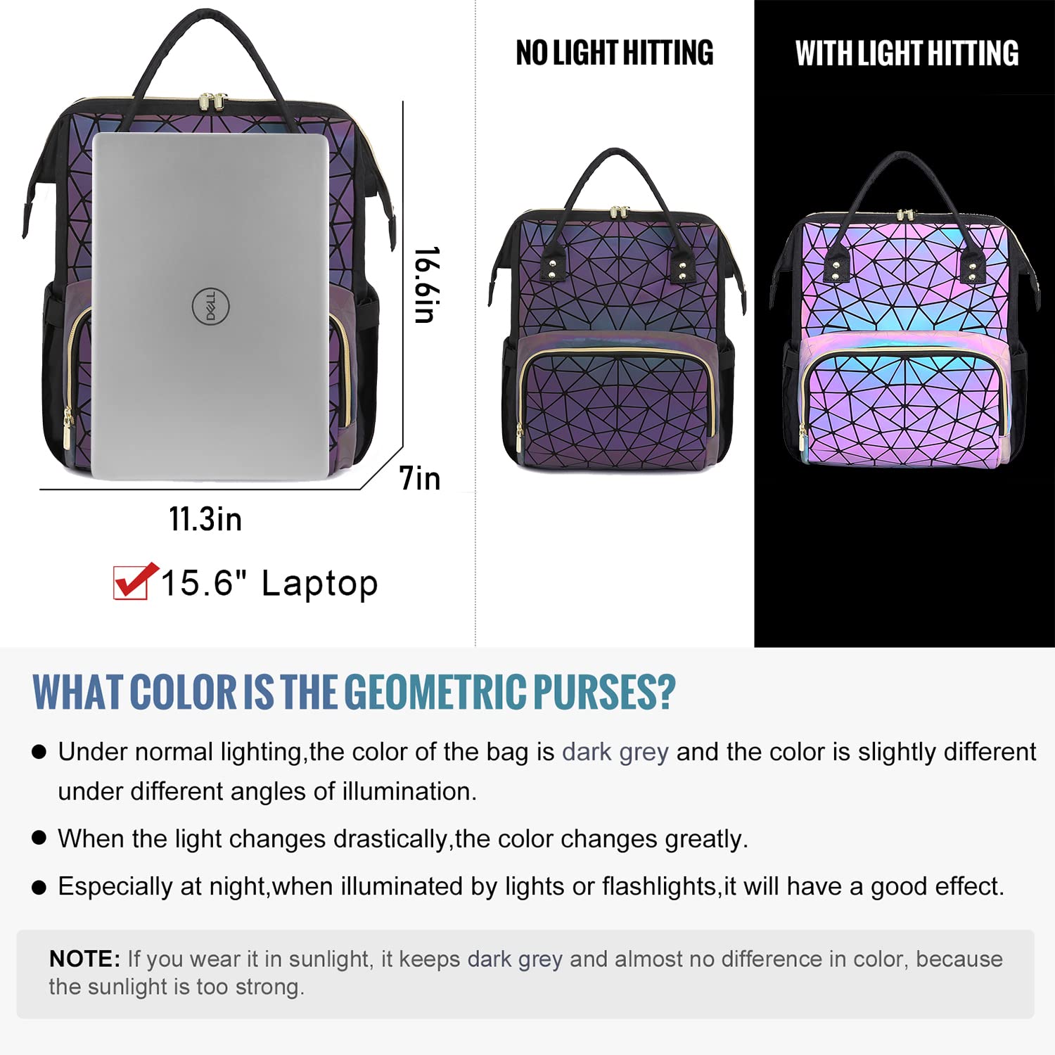 Foto 3 pulgar | Mochila Para Portátil Lovevook Geometric Luminous Para Mujer De 15.6 Pulgadas - Venta Internacional.
