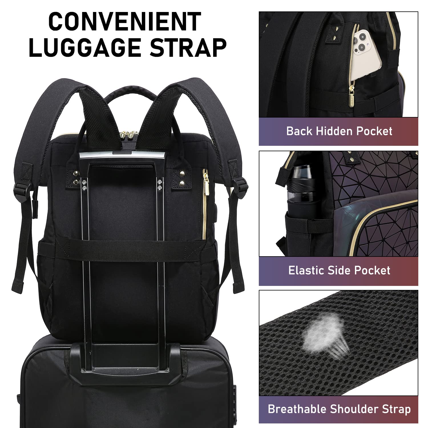 Foto 5 pulgar | Mochila Para Portátil Lovevook Geometric Luminous Para Mujer De 15.6 Pulgadas - Venta Internacional.