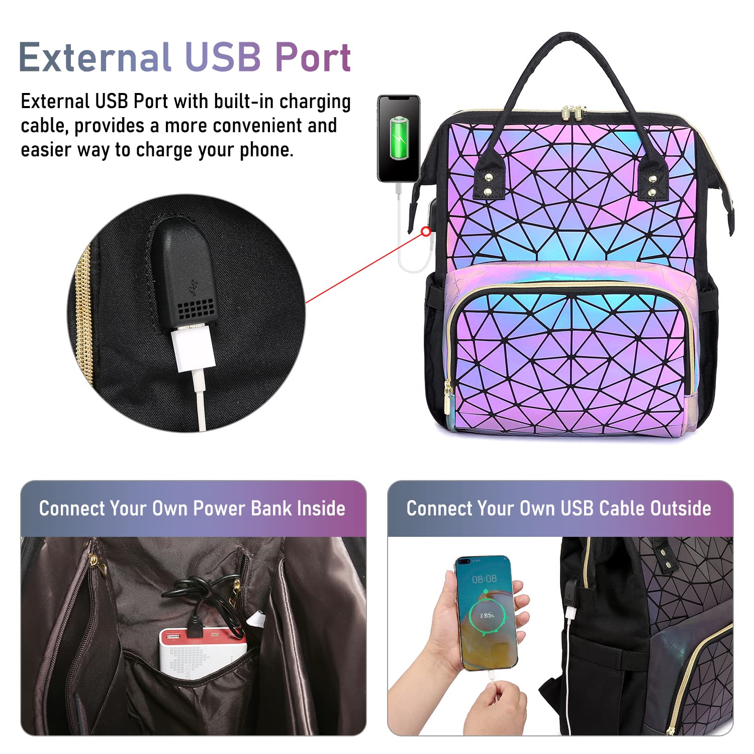 Foto 6 pulgar | Mochila Para Portátil Lovevook Geometric Luminous Para Mujer De 15.6 Pulgadas - Venta Internacional.