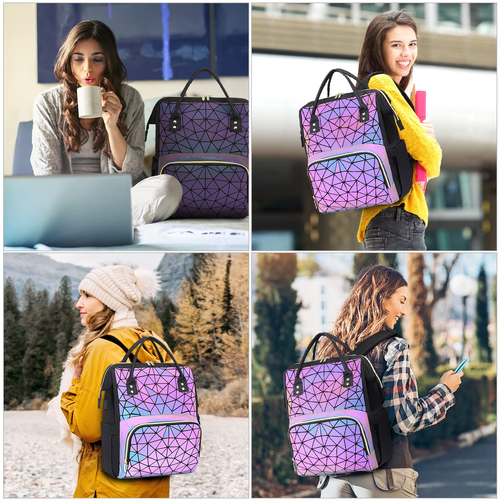 Foto 7 pulgar | Mochila Para Portátil Lovevook Geometric Luminous Para Mujer De 15.6 Pulgadas - Venta Internacional.