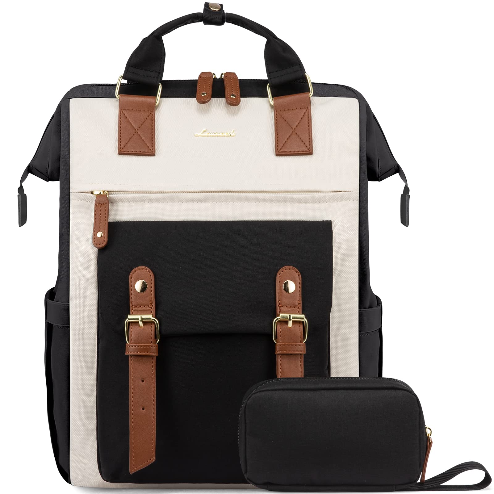 Mochila Para Portátil Lovevook Para Mujer De 15,6 Pulgadas, Negro, Beige Y Marrón - Venta Internacional.
