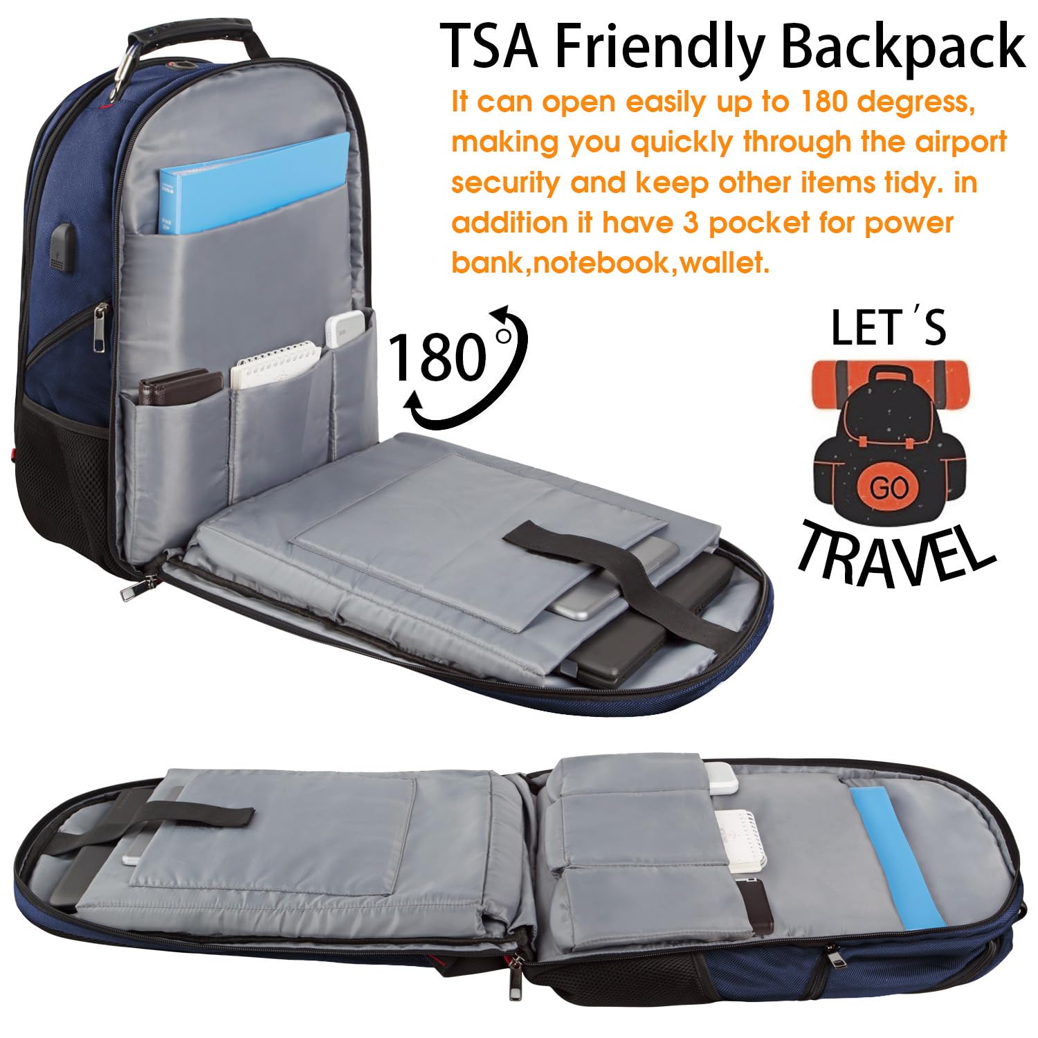 Foto 3 pulgar | Mochila De Viaje Para Portátil Ltinveck, Extra Grande, 50 Litros, Azul, 17 Pulgadas - Venta Internacional.