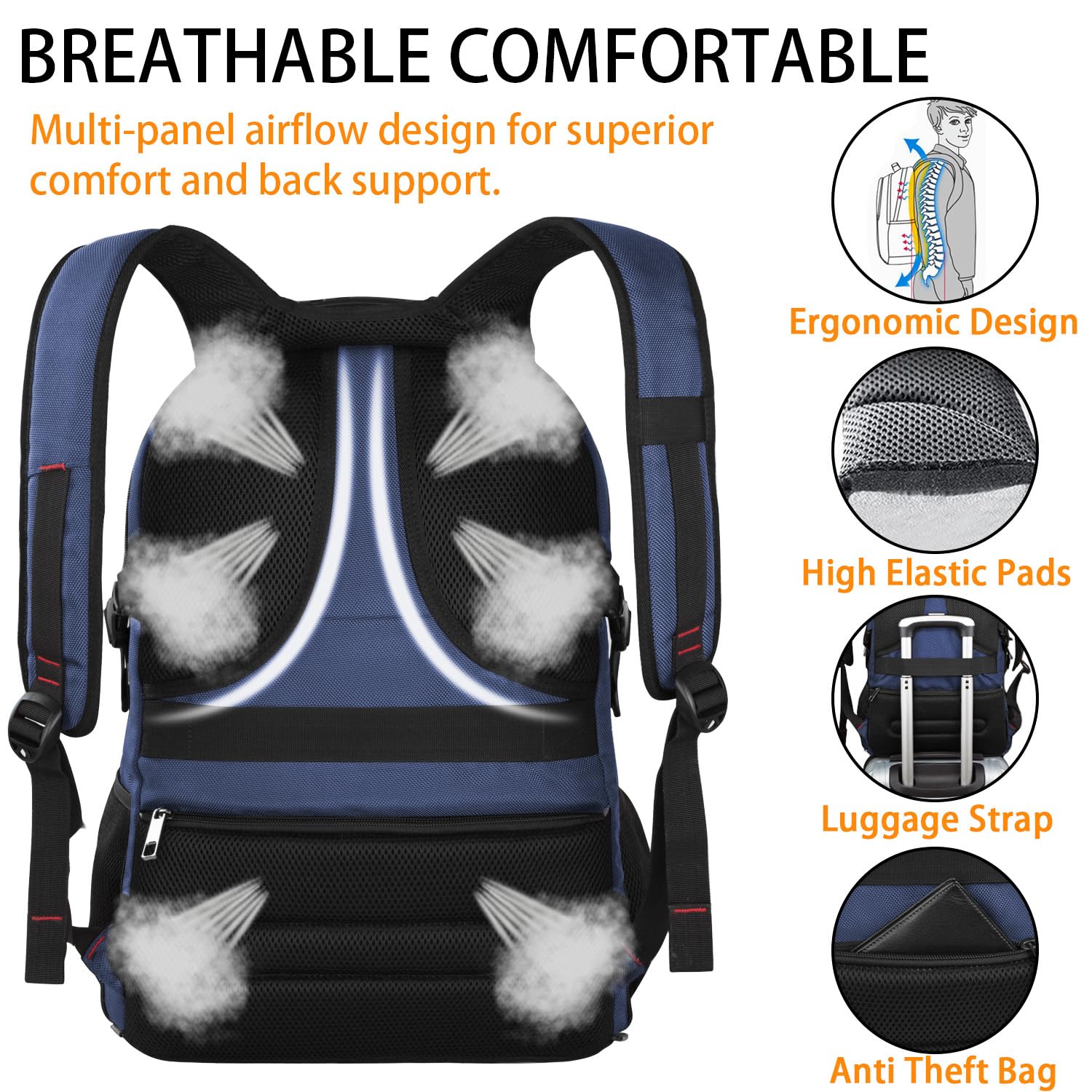 Foto 7 pulgar | Mochila De Viaje Para Portátil Ltinveck, Extra Grande, 50 Litros, Azul, 17 Pulgadas - Venta Internacional.