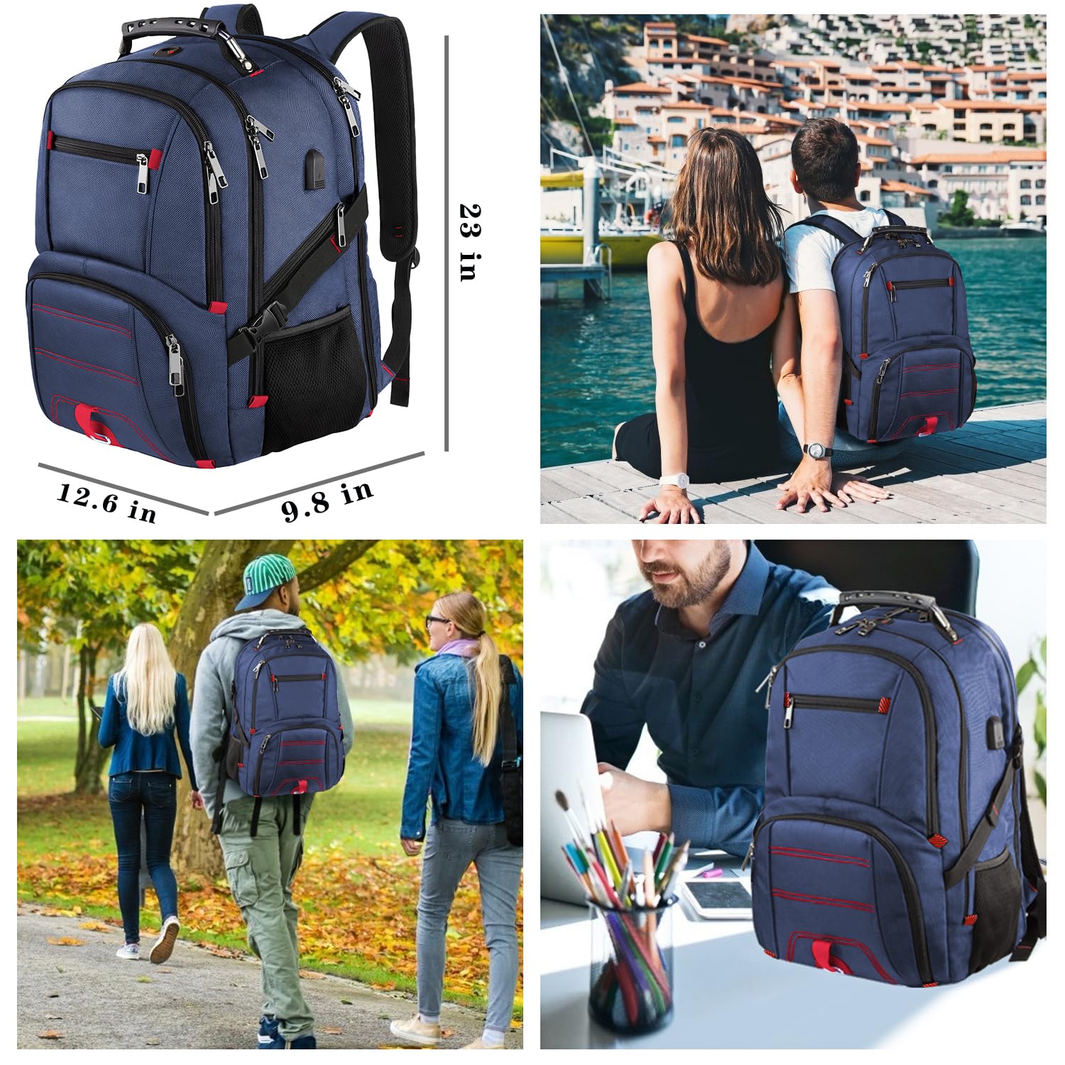 Foto 8 pulgar | Mochila De Viaje Para Portátil Ltinveck, Extra Grande, 50 Litros, Azul, 17 Pulgadas - Venta Internacional.