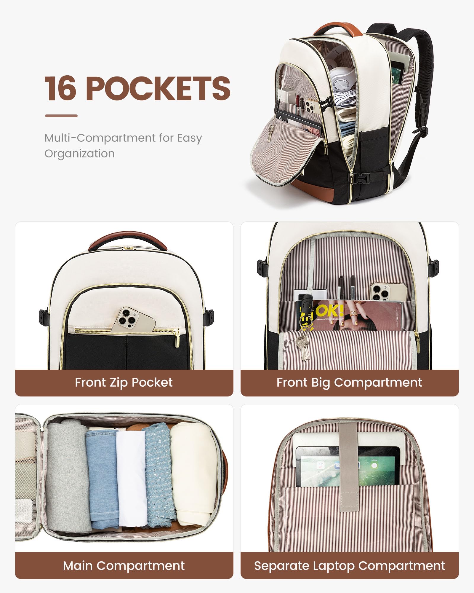 Foto 5 pulgar | Mochila De Viaje Lovevook Large De 40 Litros Para Mujer Con Portátil De 17,3'' - Venta Internacional.