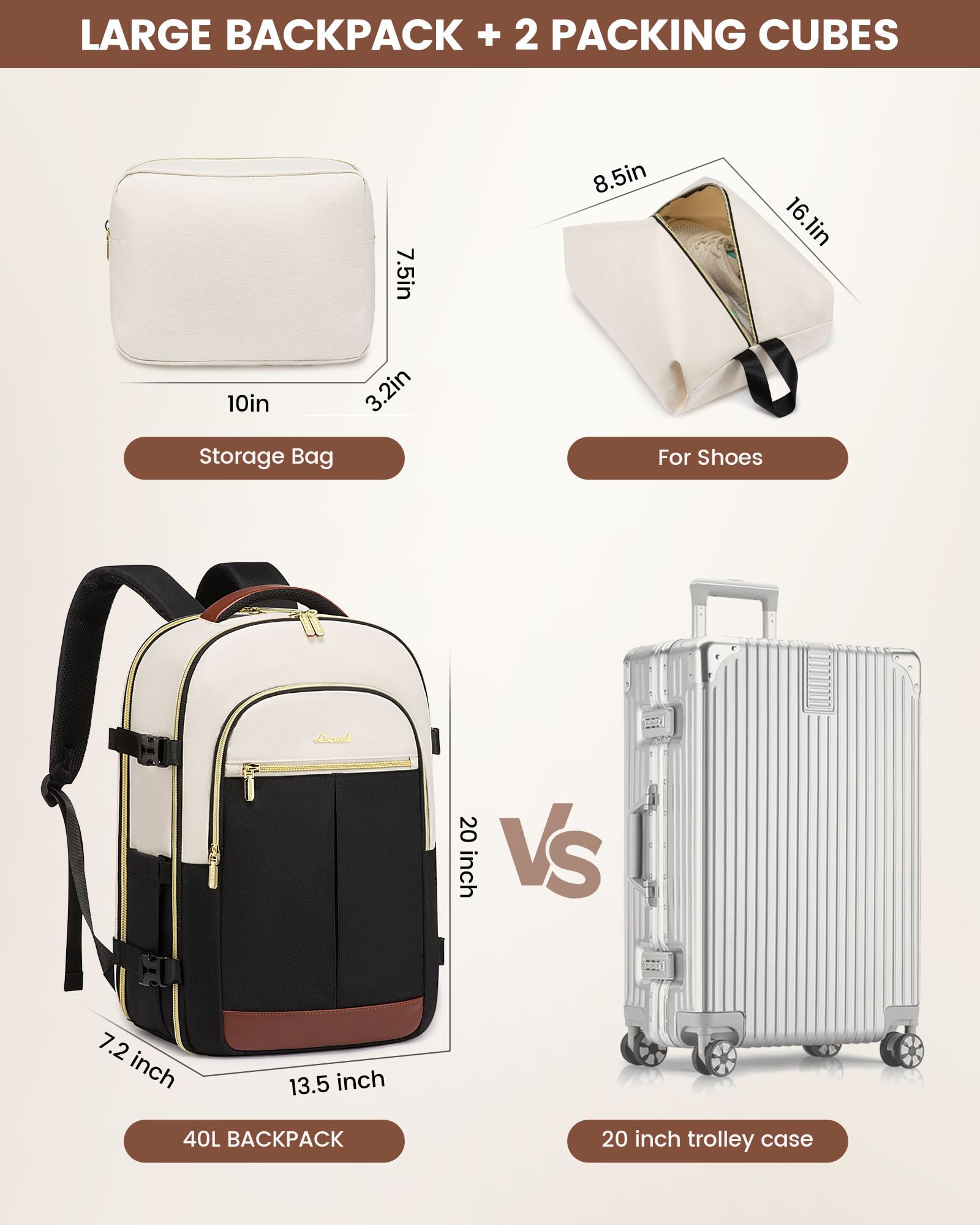 Foto 5 | Mochila De Viaje Lovevook Large De 40 Litros Para Mujer Con Portátil De 17,3'' - Venta Internacional.