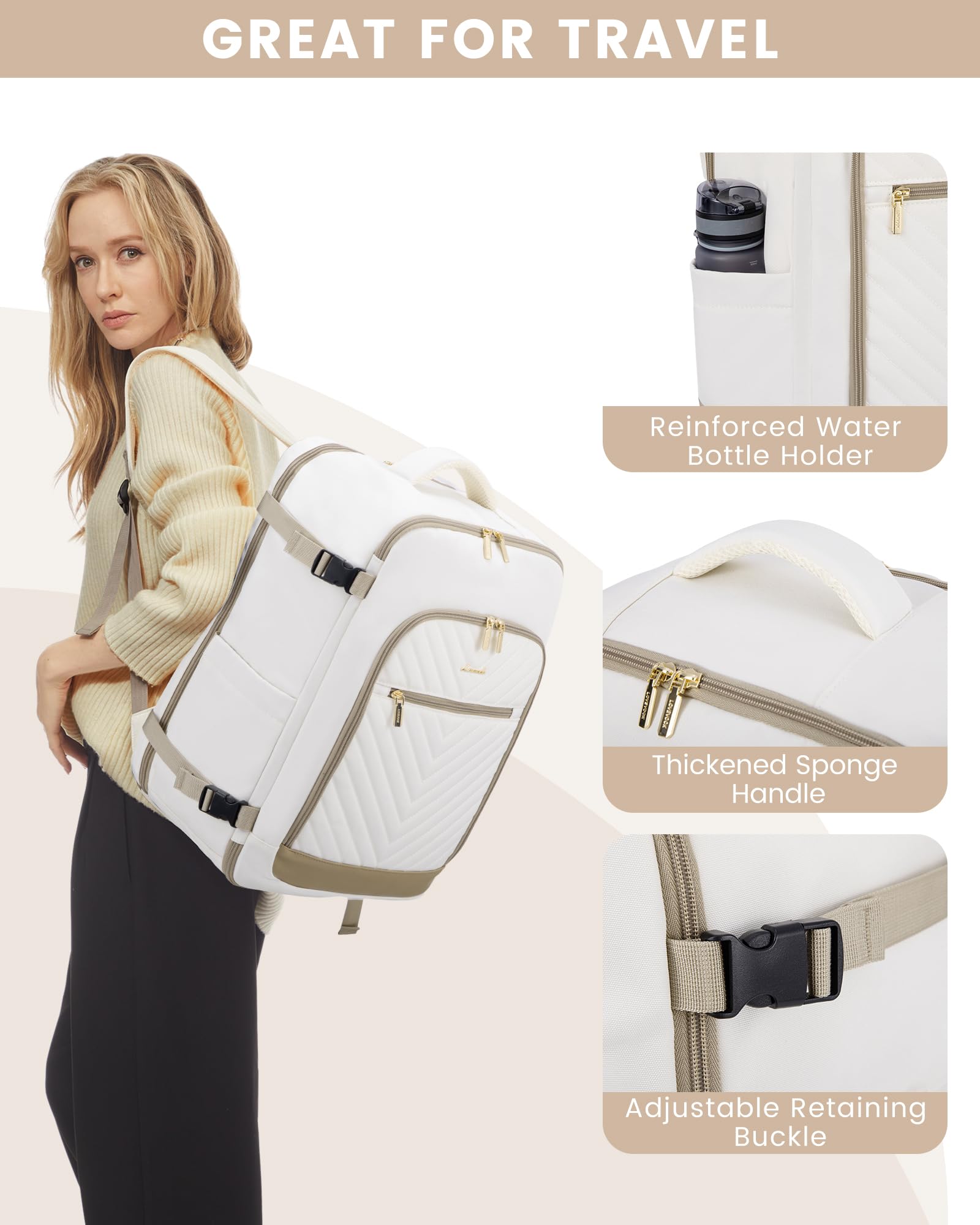 Foto 8 pulgar | Mochila De Viaje Lovevook De 40 Litros Para Mujer Con Compartimento Para Portátil De 17 Pulgadas - Venta Internacional.