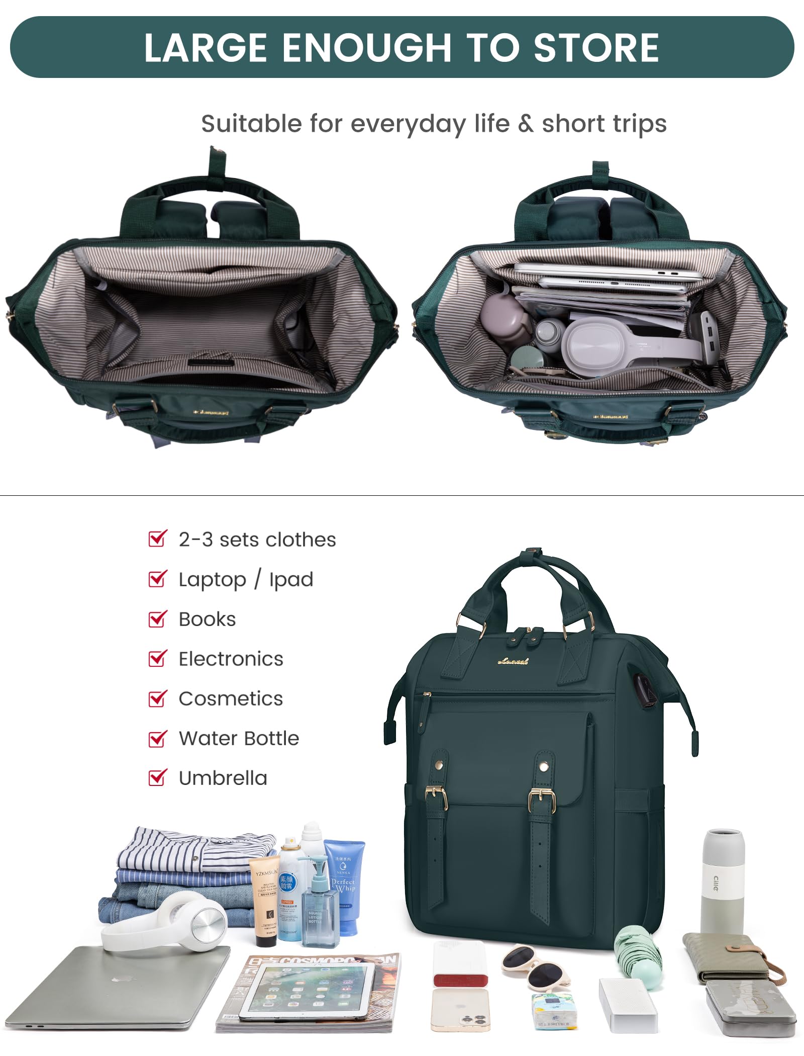 Foto 5 pulgar | Mochila Para Portátil Lovevook Para Mujer, Trabajo Y Viajes De 15.6 Pulgadas - Venta Internacional.