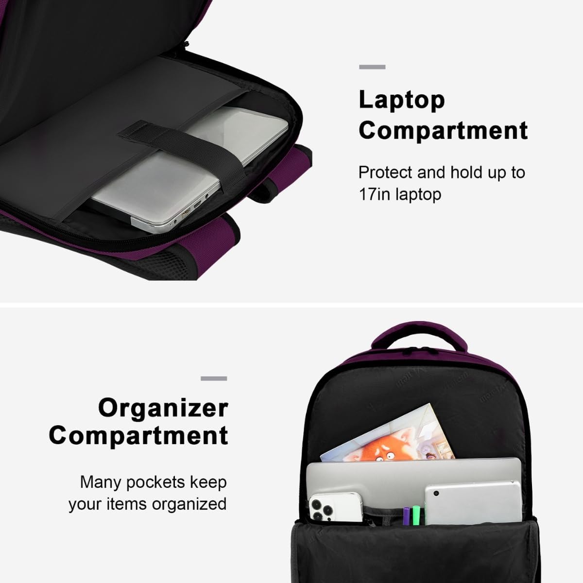 Foto 5 | Mochila De Viaje Matein 40l Flight Approved Para Mujer, Color Morado - Venta Internacional.
