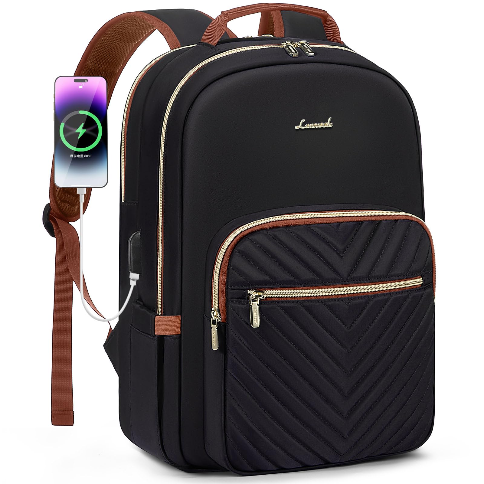 Mochila Para Portátil Lovevook Para Mujer, 15.6 Pulgadas, Impermeable, Negra - Venta Internacional.