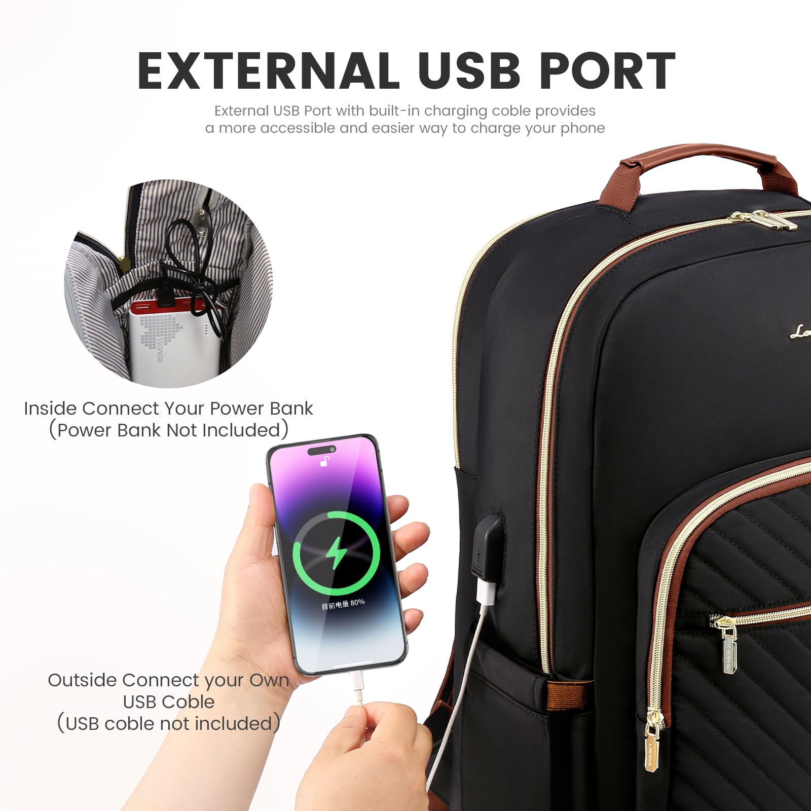 Foto 6 pulgar | Mochila Para Portátil Lovevook Para Mujer, 15.6 Pulgadas, Impermeable, Negra - Venta Internacional.