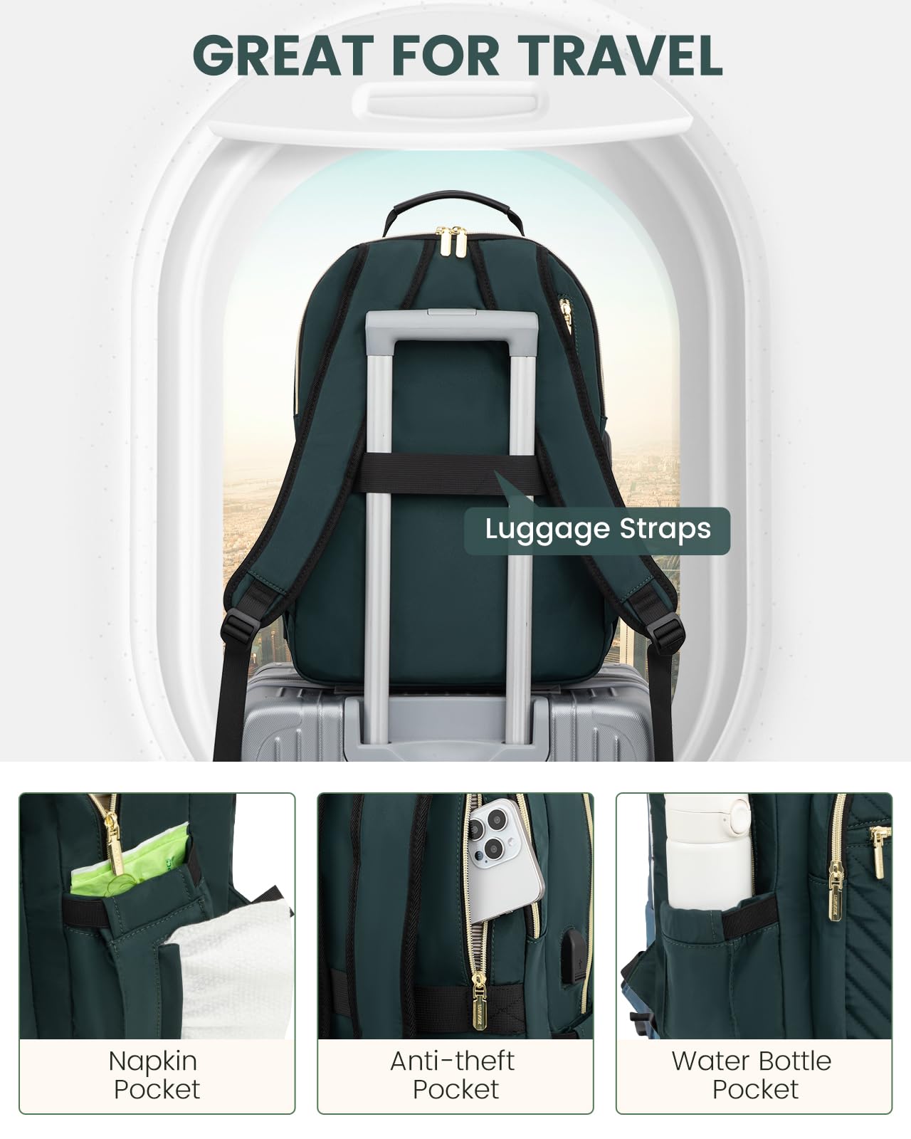 Foto 5 pulgar | Mochila Lovevook Para Portátil De 15.6 Pulgadas Con Puerto Usb Para Mujer - Venta Internacional.