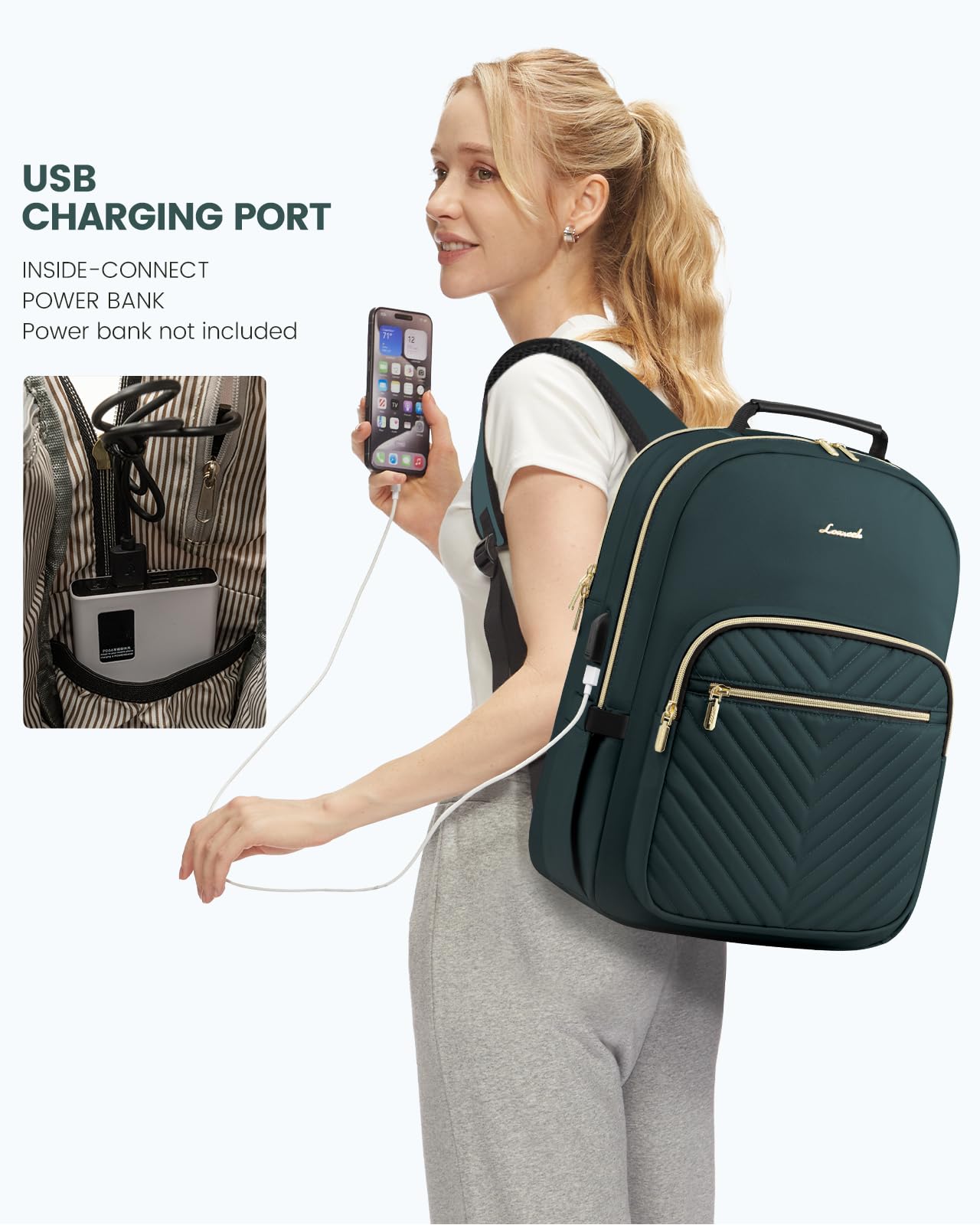 Foto 6 pulgar | Mochila Lovevook Para Portátil De 15.6 Pulgadas Con Puerto Usb Para Mujer - Venta Internacional.