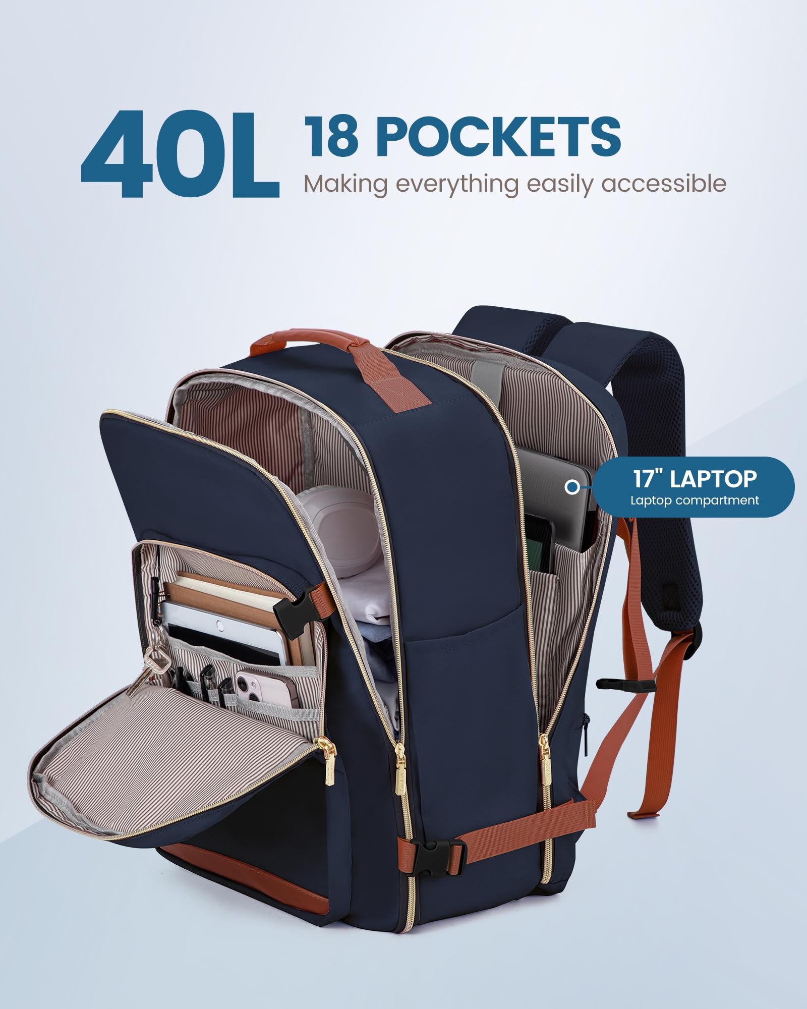 Foto 4 pulgar | Mochila De Viaje Lovevook Carry On De 40 Litros Para Hombre Con Cubos De Embalaje - Venta Internacional.