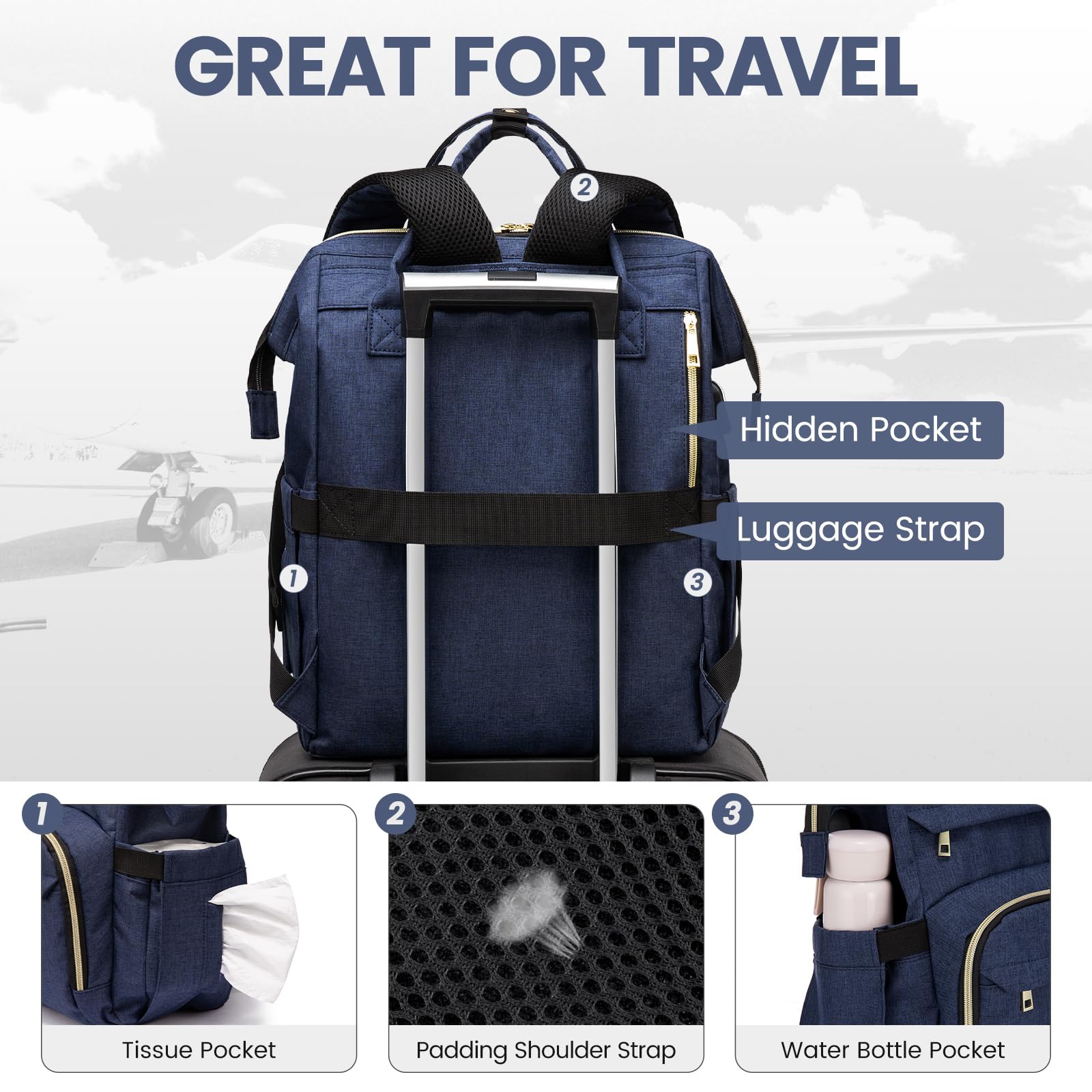 Foto 5 | Mochila Para Portátil Lovevook Para Mujer, 15.6 Pulgadas, Impermeable, Azul Oscuro - Venta Internacional.