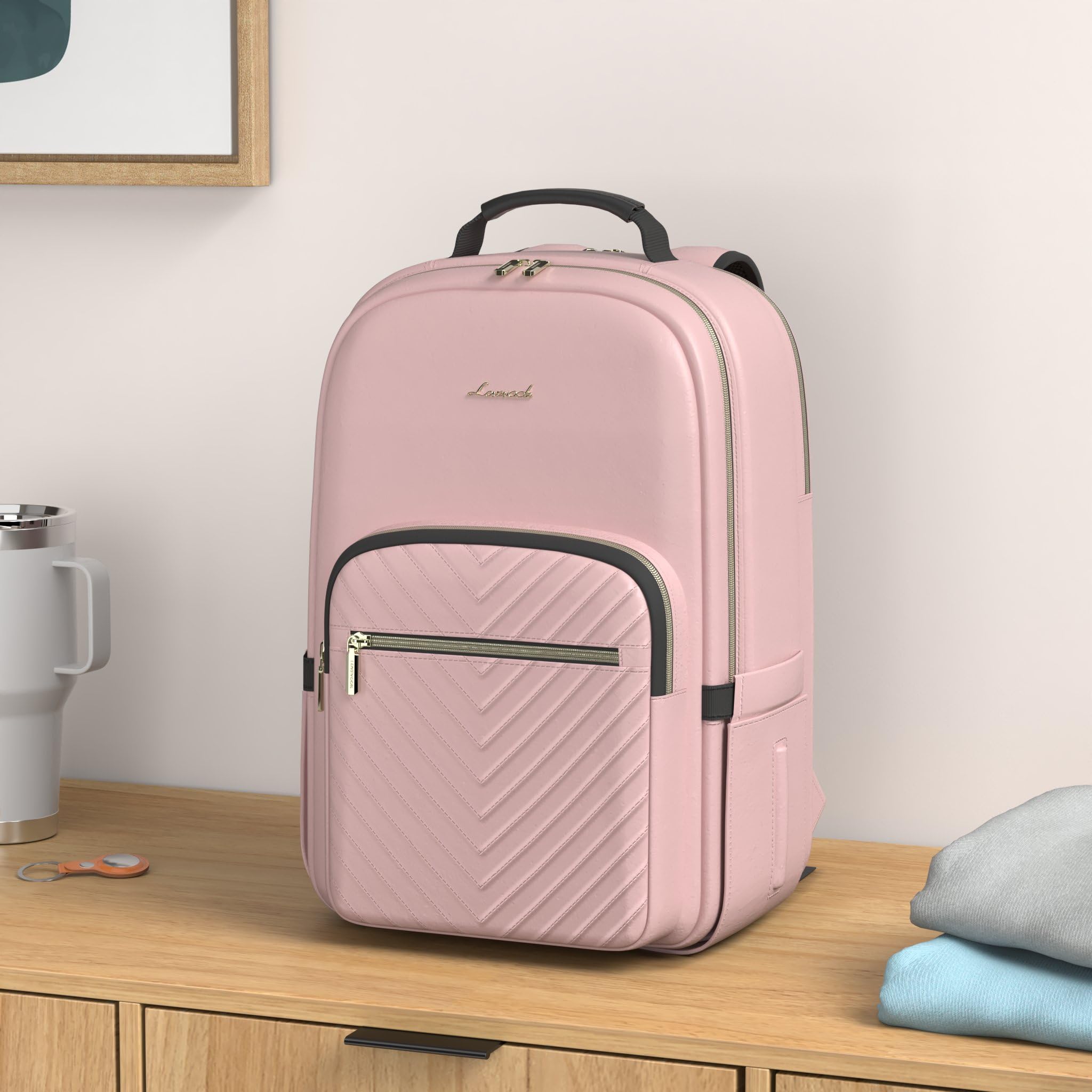 Foto 2 | Mochila Para Portátil Lovevook Para Mujer, 15.6 Pulgadas, Impermeable, Rosa - Venta Internacional.
