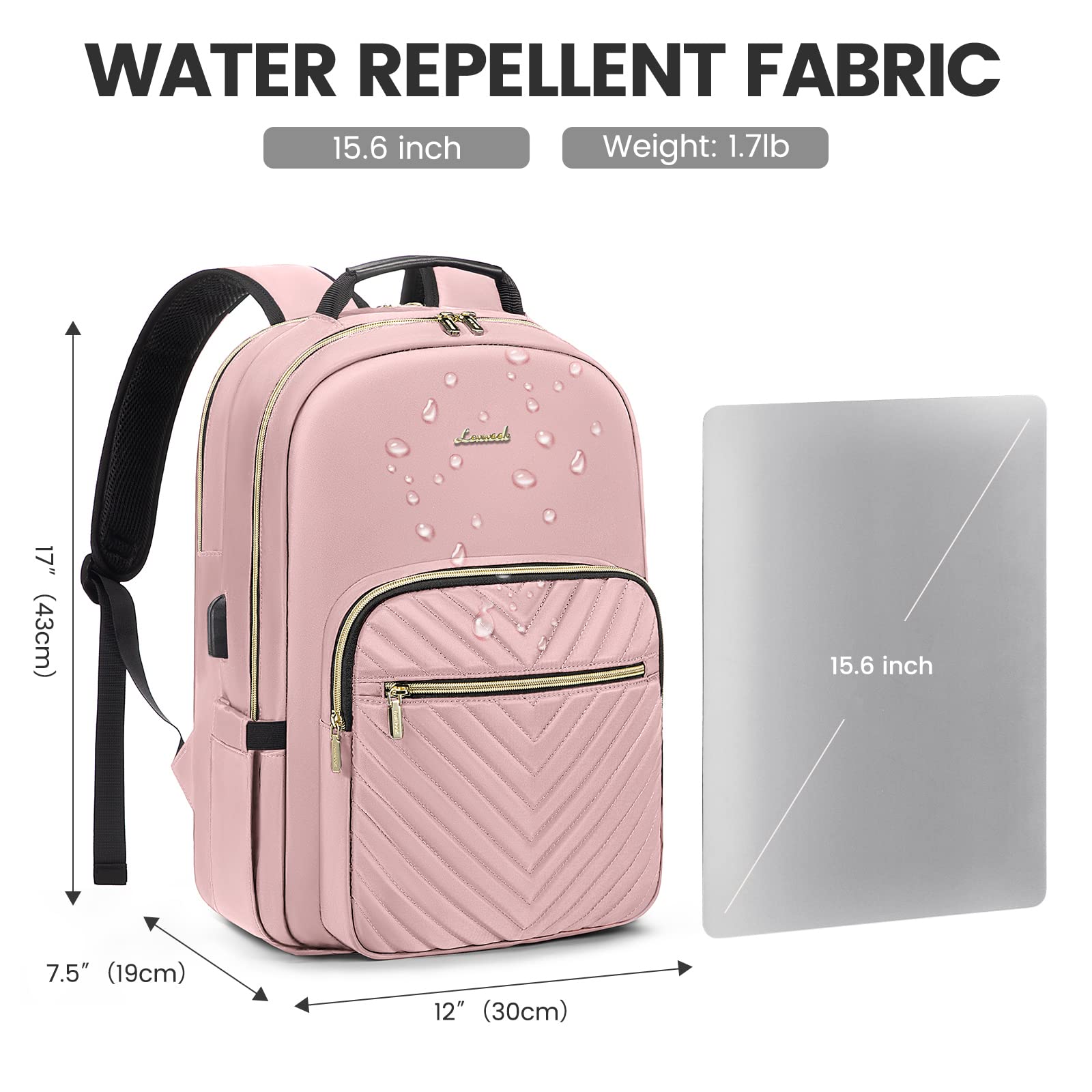 Foto 6 pulgar | Mochila Para Portátil Lovevook Para Mujer, 15.6 Pulgadas, Impermeable, Rosa - Venta Internacional.