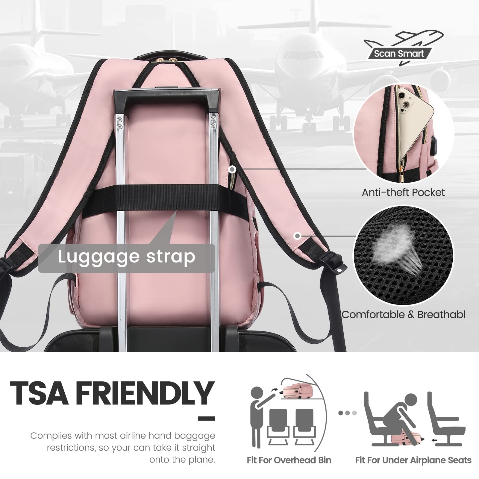 Foto 8 pulgar | Mochila Para Portátil Lovevook Para Mujer, 15.6 Pulgadas, Impermeable, Rosa - Venta Internacional.
