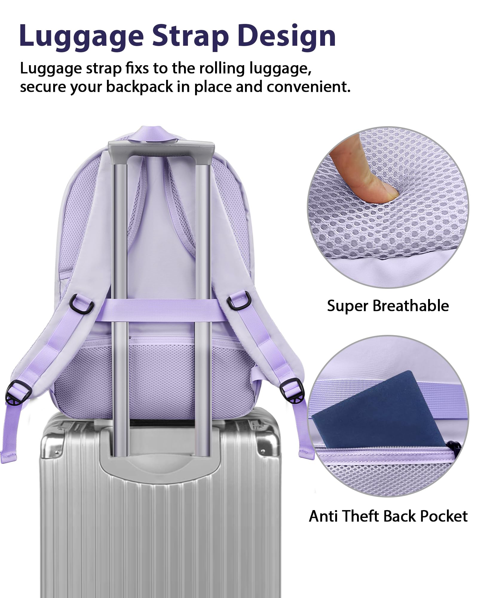Foto 4 pulgar | Mochila Matein Para Portátil Extragrande De 18,4 Pulgadas Con Puerto Usb, Color Morado - Venta Internacional.