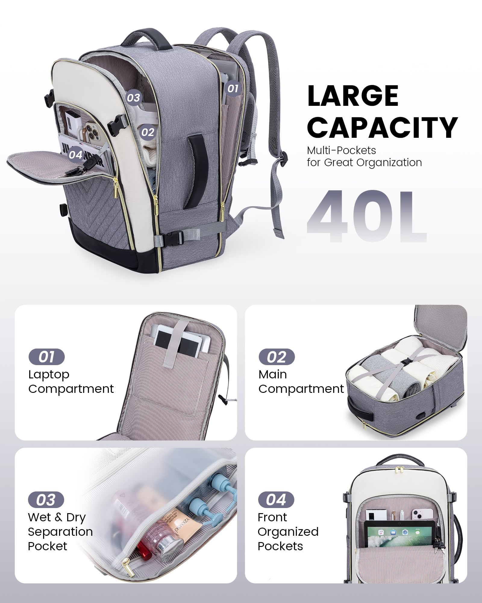 Foto 4 pulgar | Mochila Lovevook Large Travel De 40 Litros Para Mujer Con Portátil De 17 Pulgadas - Venta Internacional.