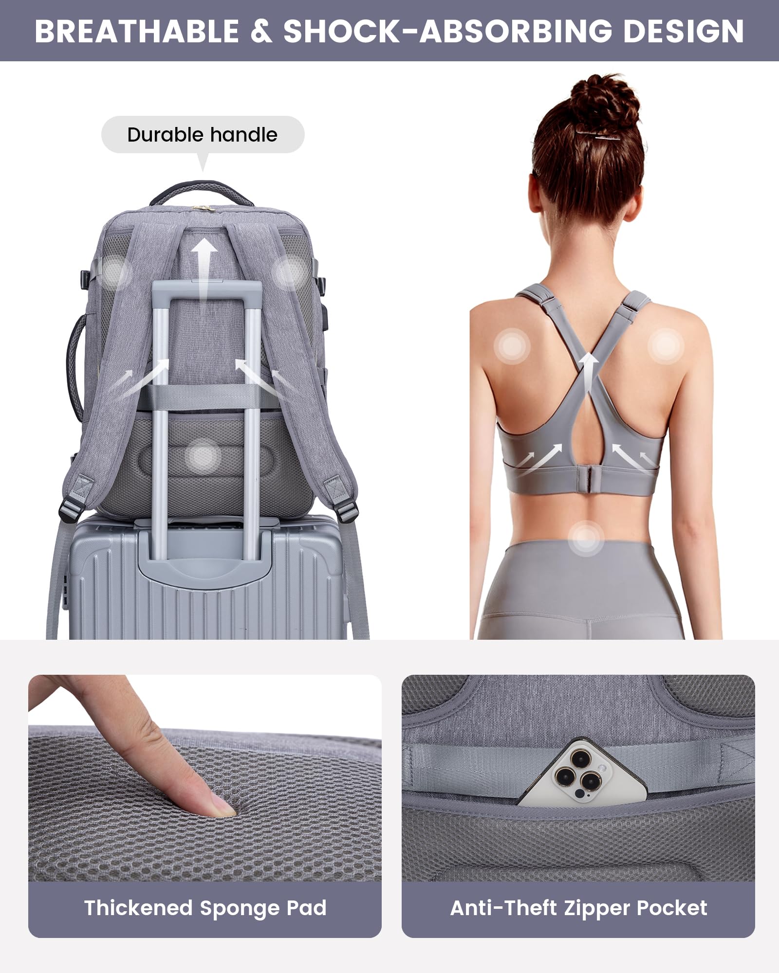 Foto 8 pulgar | Mochila Lovevook Large Travel De 40 Litros Para Mujer Con Portátil De 17 Pulgadas - Venta Internacional.