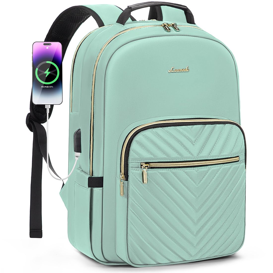 Mochila Para Portátil Lovevook Para Mujer 15.6 Pulgadas, Impermeable, Verde - Venta Internacional.