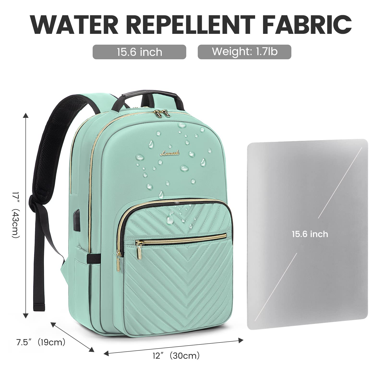 Foto 5 pulgar | Mochila Para Portátil Lovevook Para Mujer 15.6 Pulgadas, Impermeable, Verde - Venta Internacional.