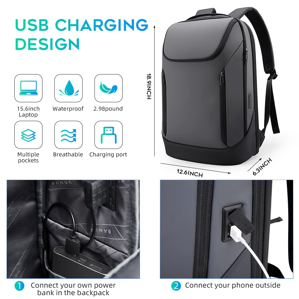 Foto 6 pulgar | Mochila Bange Business Smart Impermeable Para Portátil De 15,6 Pulgadas - Venta Internacional.