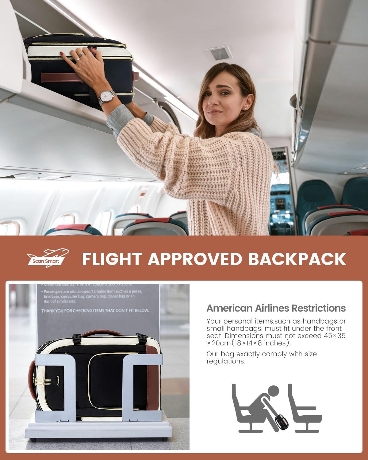Foto 8 pulgar | Mochila De Viaje Lovevook Carry On De 40 Litros Para Mujer Con Portátil De 17 Pulgadas - Venta Internacional.