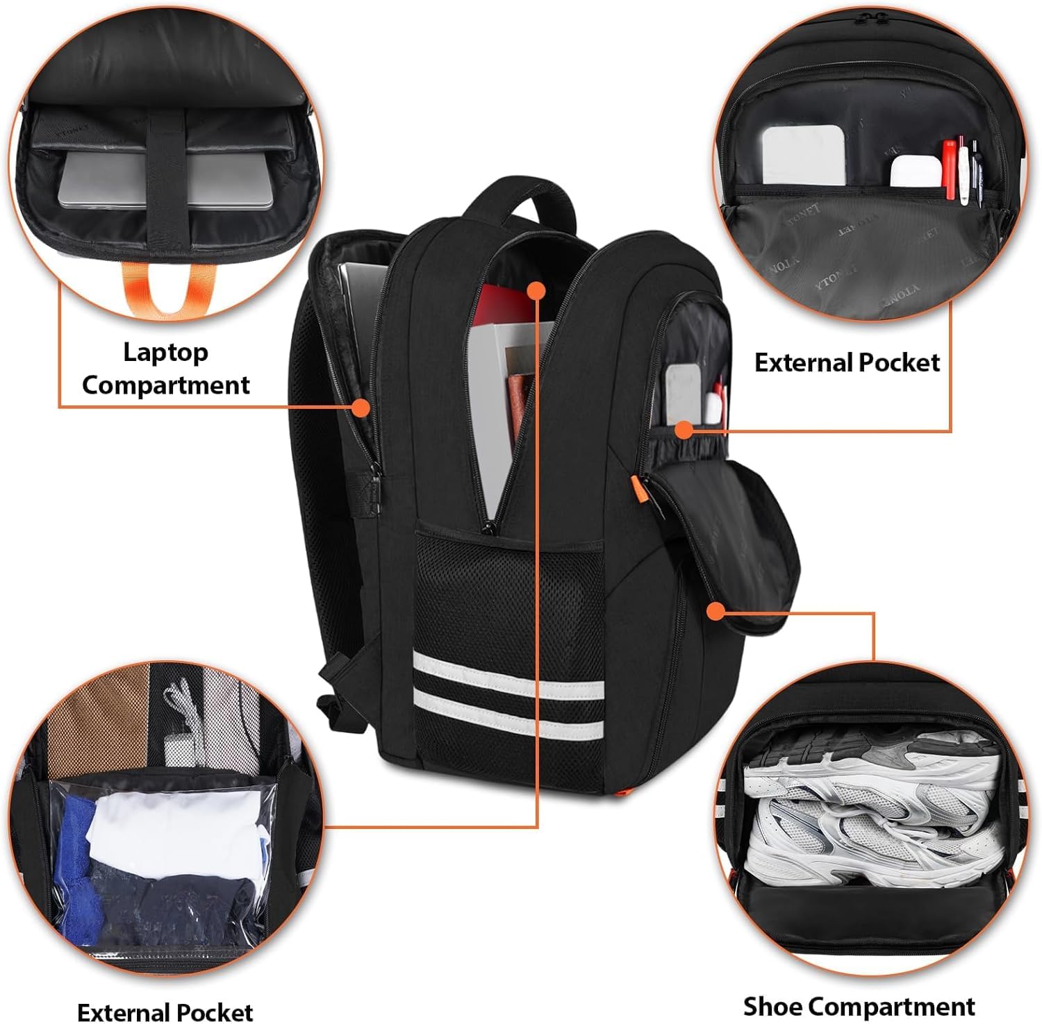 Foto 5 pulgar | Mochila De Gimnasio Ytonet Para Hombre Y Mujer Con Compartimento Para Zapatos - Venta Internacional.