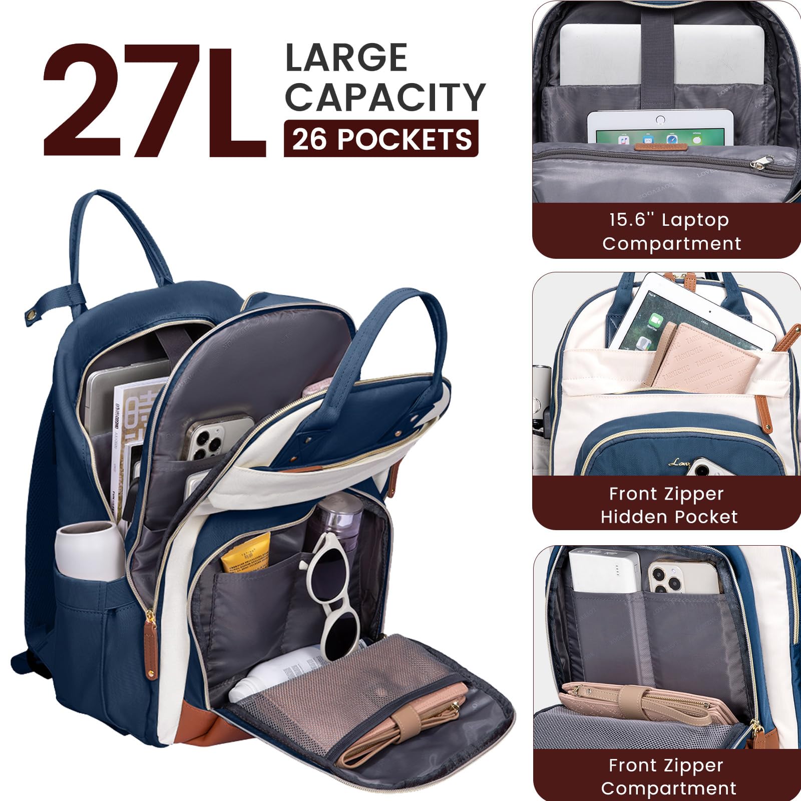 Foto 3 | Mochila Para Portátil Lovevook Para Mujer 15.6 Pulgadas Azul-verde - Venta Internacional.