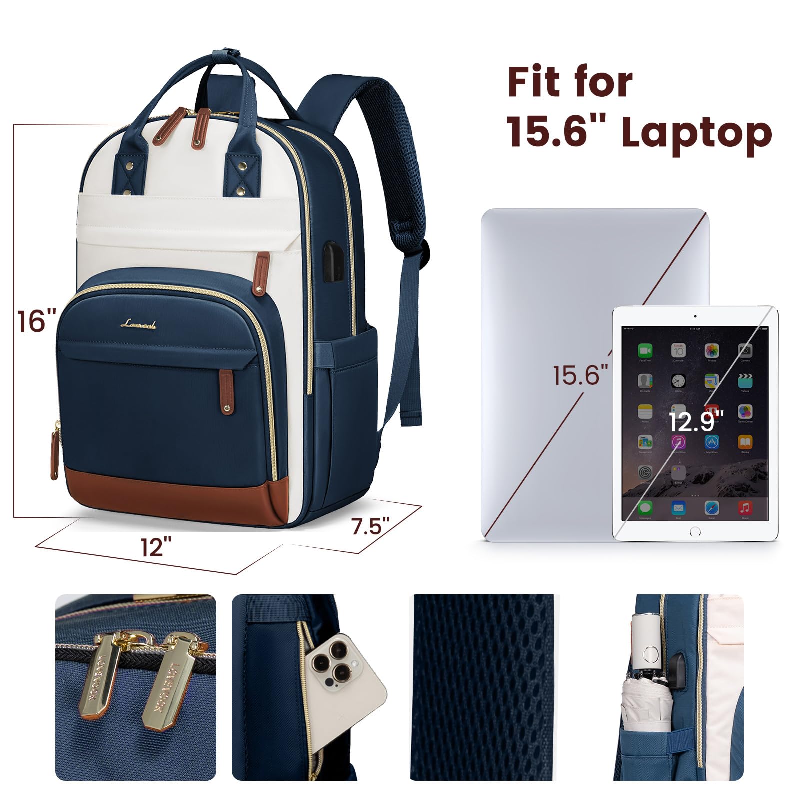 Foto 5 pulgar | Mochila Para Portátil Lovevook Para Mujer 15.6 Pulgadas Azul-verde - Venta Internacional.