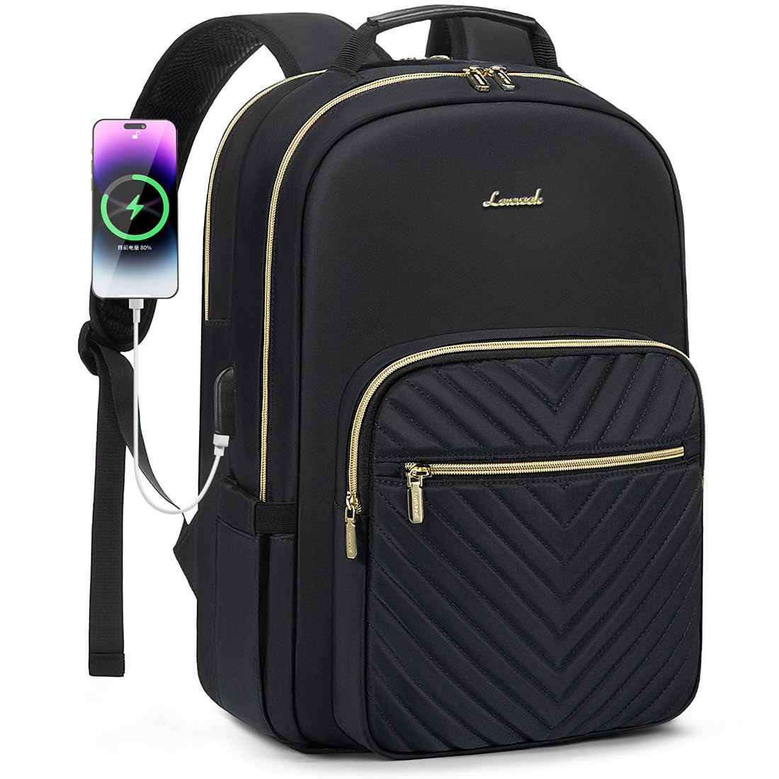 Mochila Para Portátil Lovevook Para Mujer, 15.6 Pulgadas, Impermeable, Negra - Venta Internacional.
