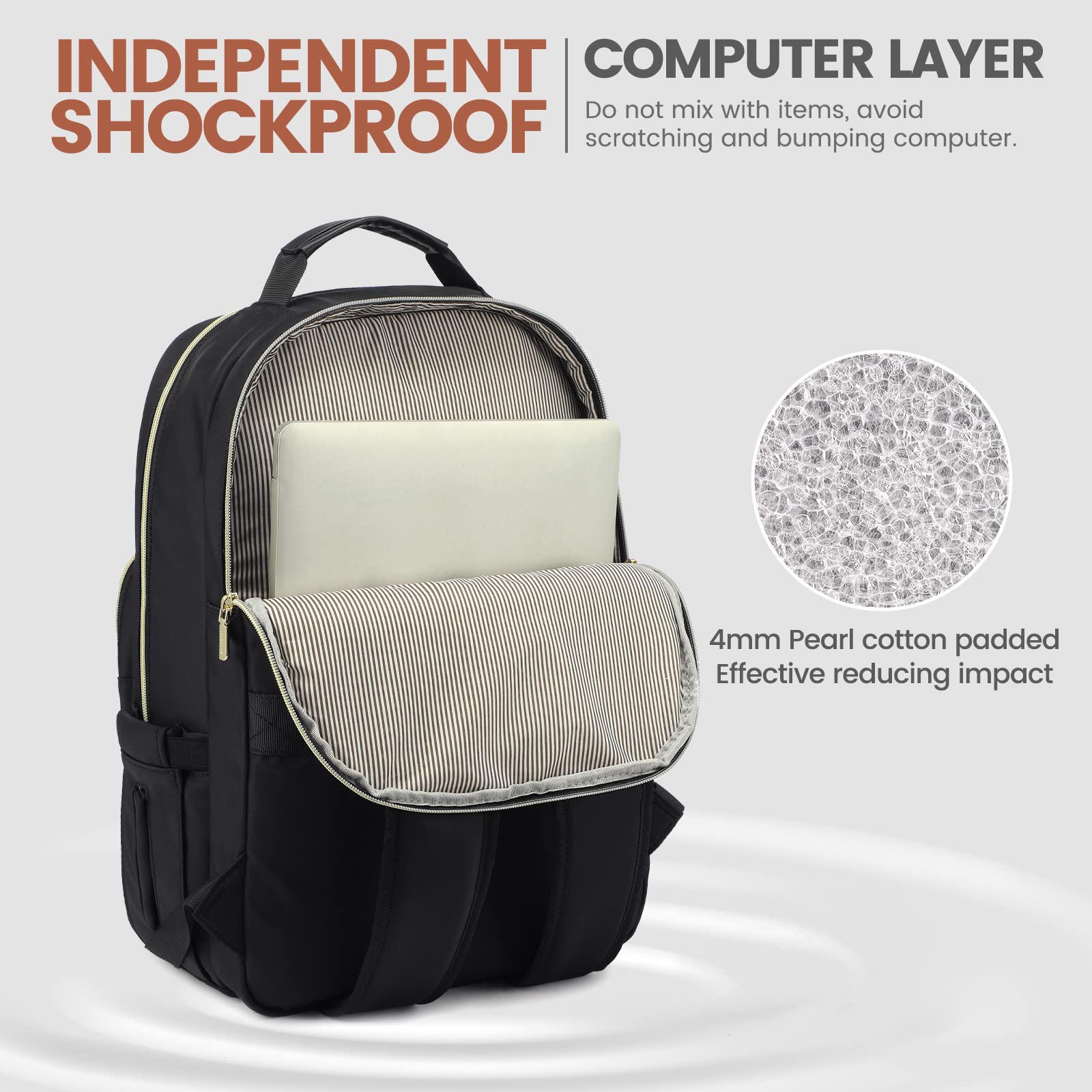 Foto 4 | Mochila Para Portátil Lovevook Para Mujer, 15.6 Pulgadas, Impermeable, Negra - Venta Internacional.