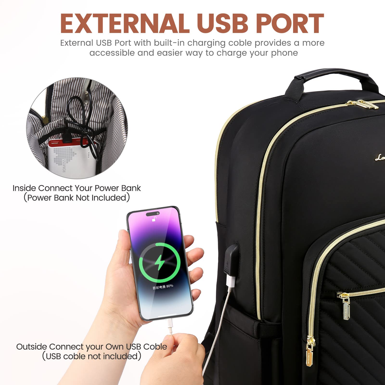 Foto 7 pulgar | Mochila Para Portátil Lovevook Para Mujer, 15.6 Pulgadas, Impermeable, Negra - Venta Internacional.