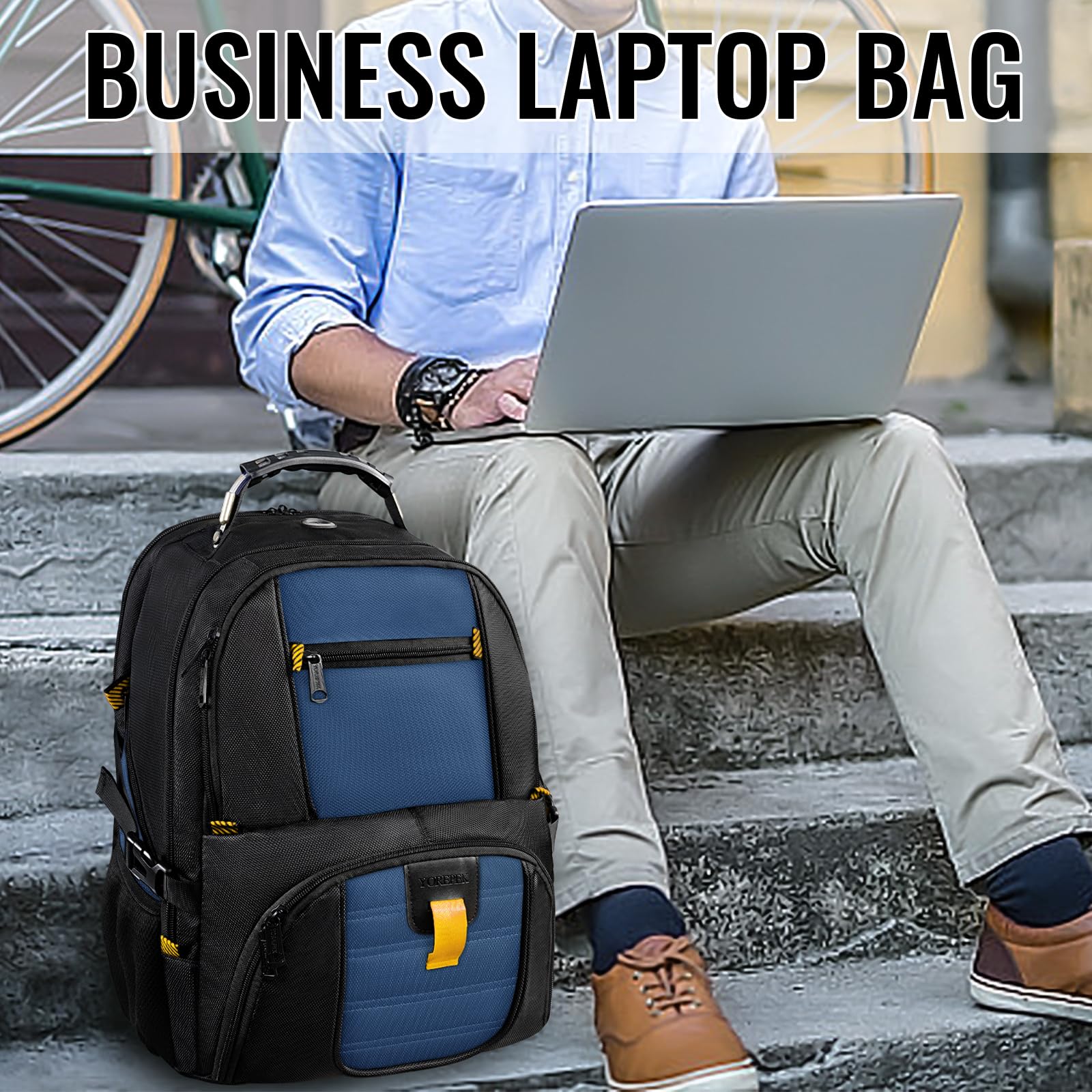 Foto 4 | Mochila Para Portátil Yorepek 18.4 Con Puerto De Carga Usb Roy Blue - Venta Internacional.