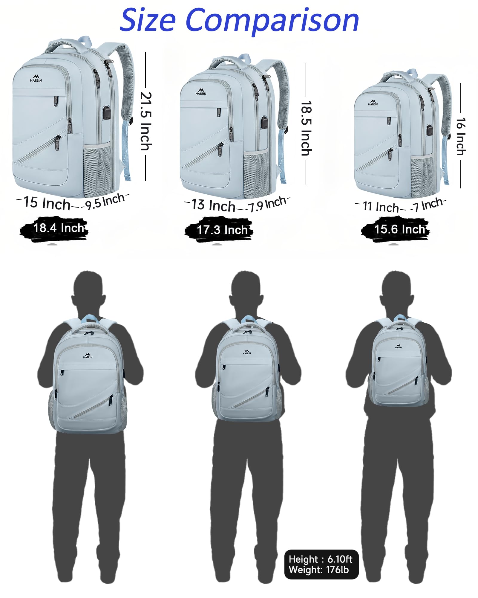Foto 5 pulgar | Mochila Matein Para Portátil De 18 Pulgadas Para Mujer Con Puerto De Carga Usb - Venta Internacional.
