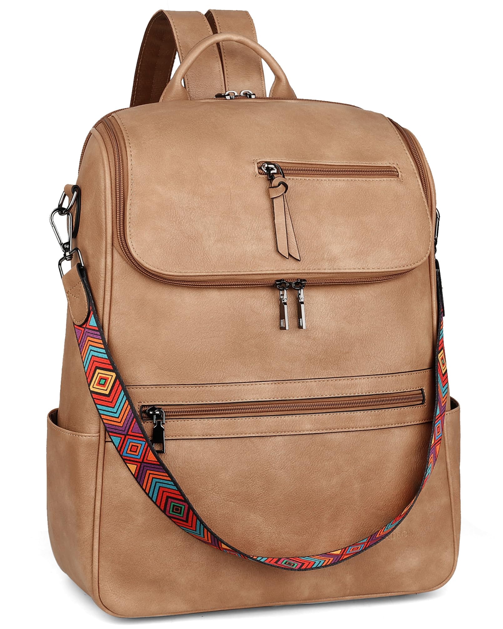 Foto 2 pulgar | Mochila Para Portátil Fadeon Leather Travel 15.6 Pulgadas Para Mujer, Color Camel - Venta Internacional.