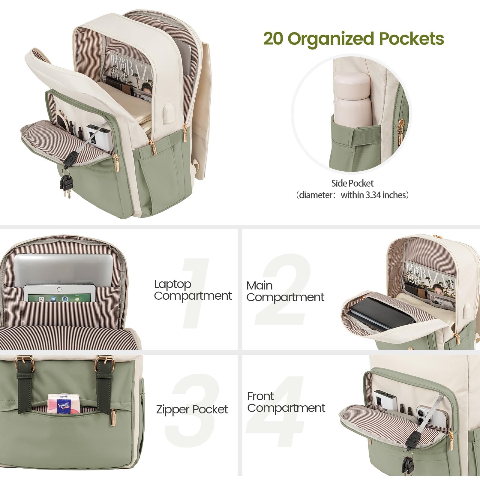 Foto 3 pulgar | Mochila Lovevook Para Portátil De Viaje De 15.6 Pulgadas Con 20 Bolsillos Para Mujer - Venta Internacional.