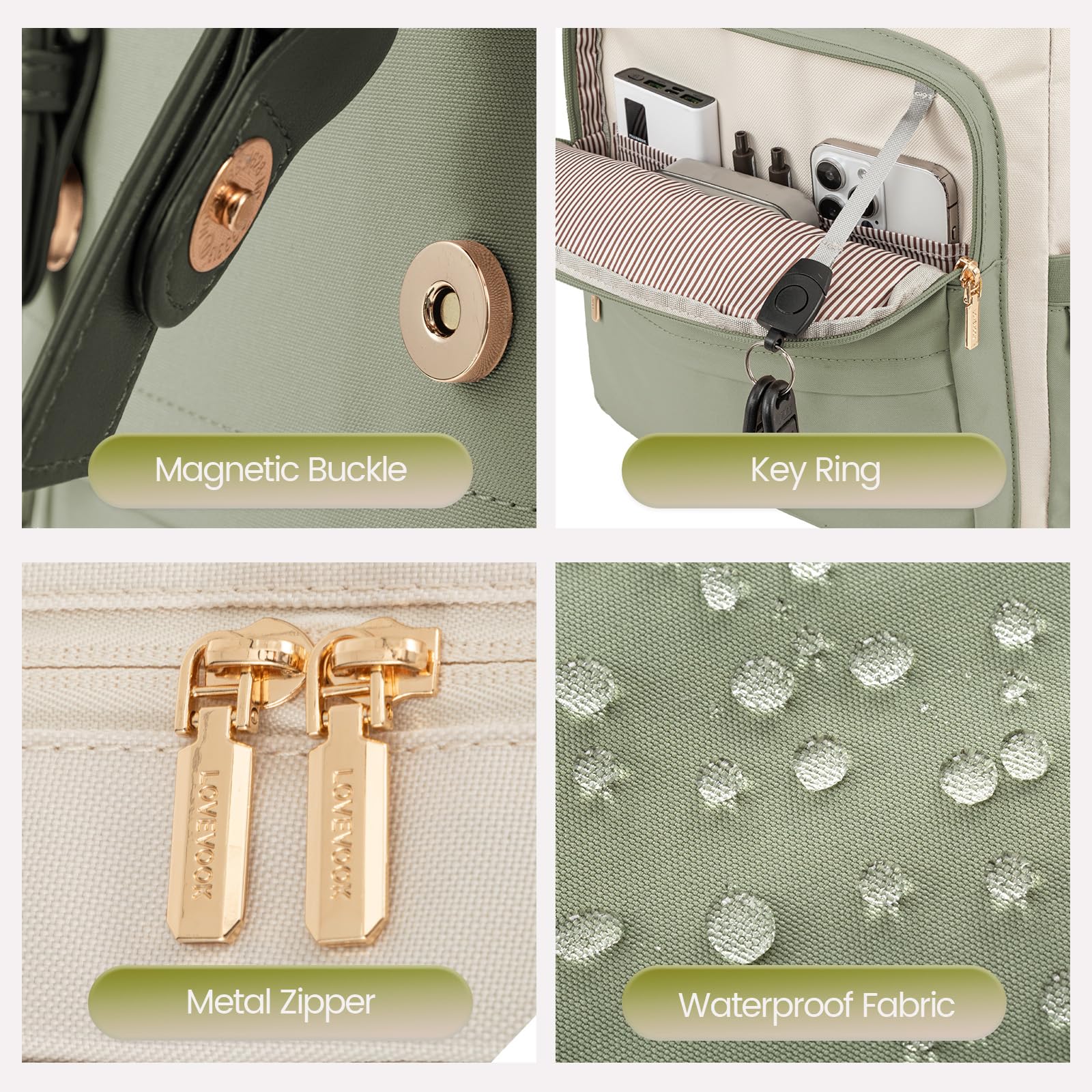 Foto 4 | Mochila Lovevook Para Portátil De Viaje De 15.6 Pulgadas Con 20 Bolsillos Para Mujer - Venta Internacional.