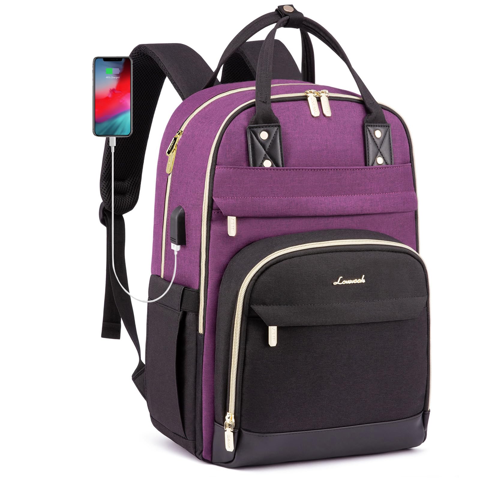 Mochila Lovevook Para Portátil De Mujer, 17 Pulgadas, Impermeable, Color Morado - Venta Internacional.