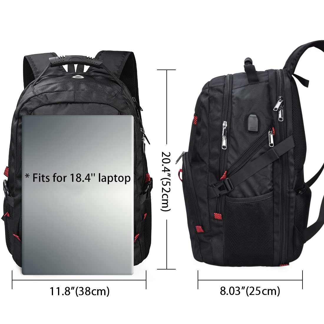 Foto 3 | Mochila Para Portátil Nubily Impermeable De 18.4 Pulgadas Para Viajes, Color Negro - Venta Internacional.