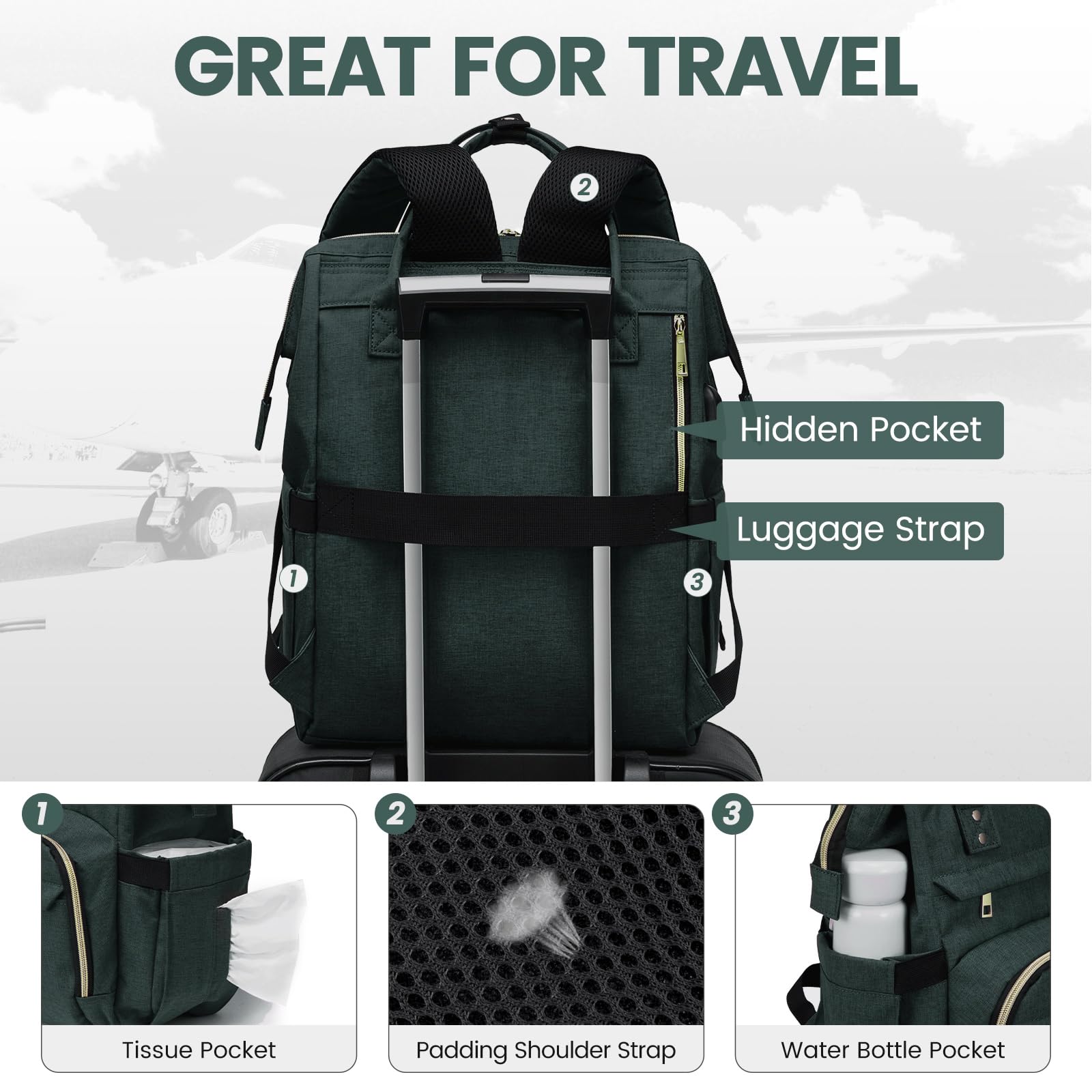 Foto 5 pulgar | Mochila Para Portátil Lovevook Para Mujer, 17 Pulgadas, Impermeable, Verde Oscuro - Venta Internacional.