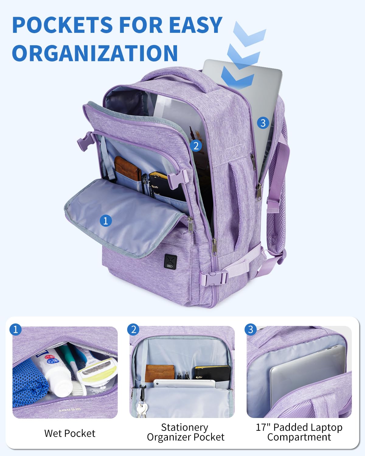 Foto 3 | Mochila Wandf Travel De 32 Litros Para Spirit Airlines Con Bolsillo Húmedo - Venta Internacional.