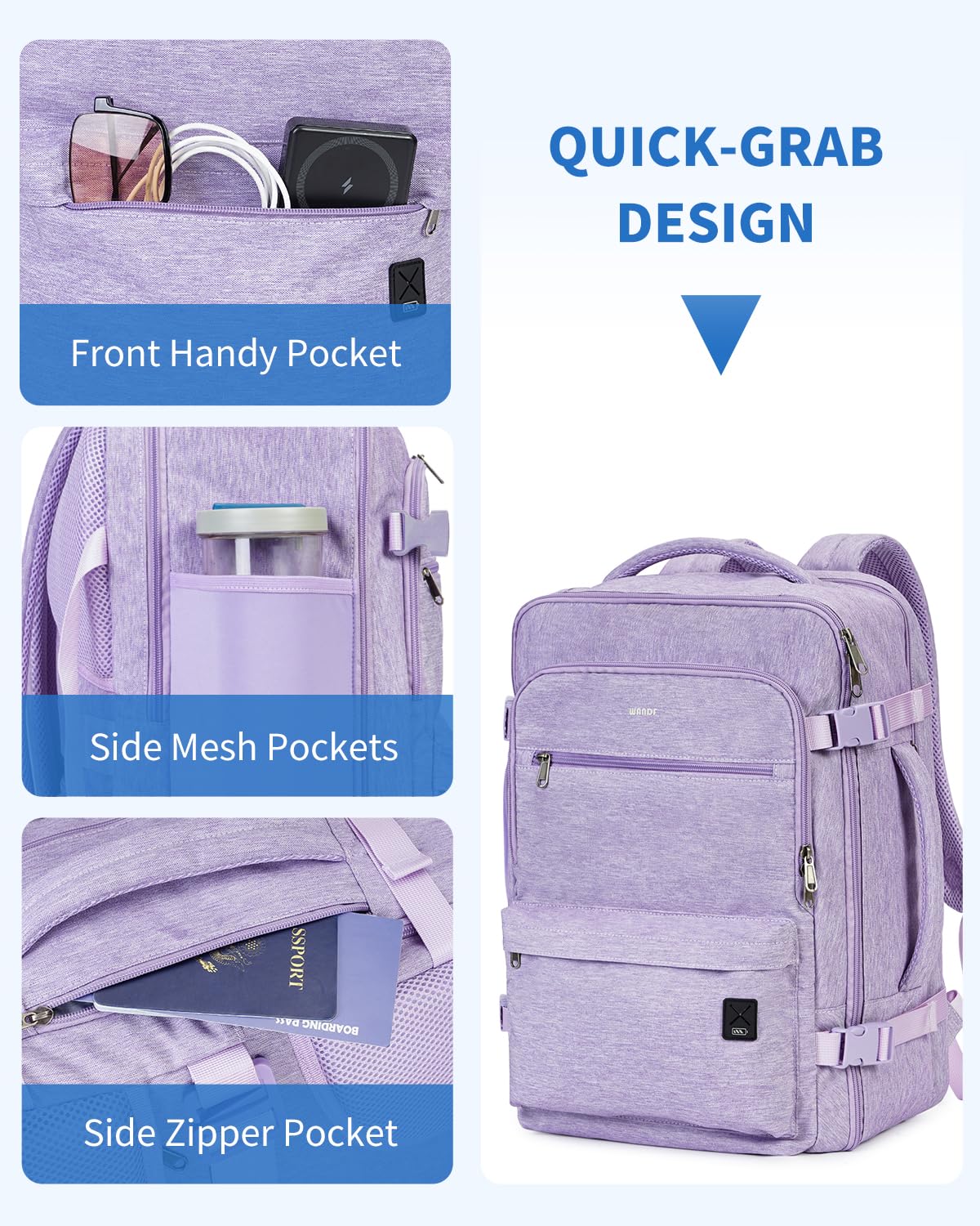 Foto 5 pulgar | Mochila Wandf Travel De 32 Litros Para Spirit Airlines Con Bolsillo Húmedo - Venta Internacional.