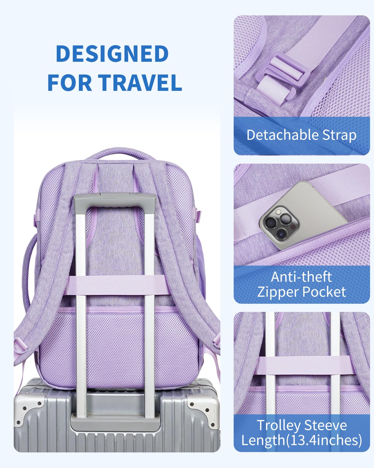 Foto 7 | Mochila Wandf Travel De 32 Litros Para Spirit Airlines Con Bolsillo Húmedo - Venta Internacional.