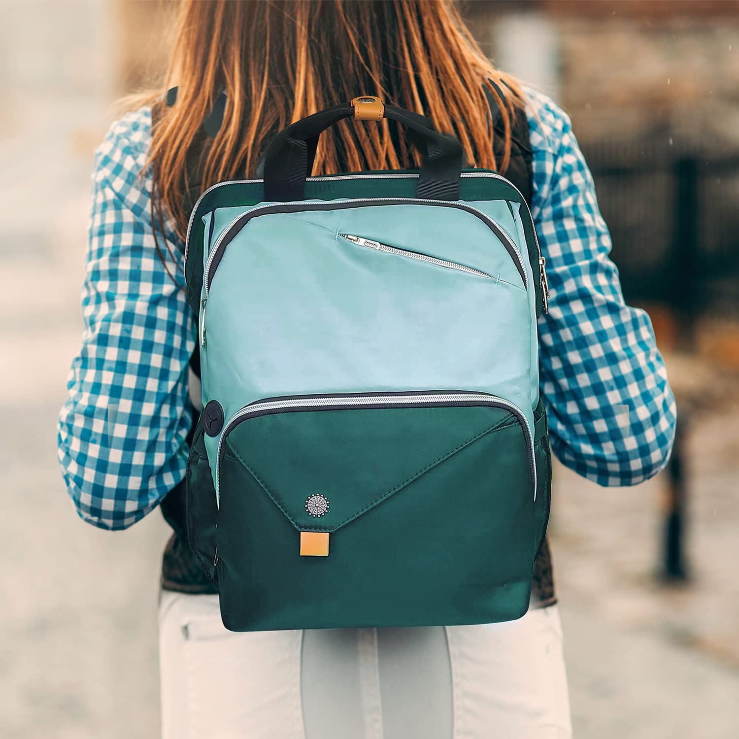 Foto 3 pulgar | Mochila Para Portátil Hap Tim Para Mujer, Para Viajes, Trabajo Y Enfermera, Color Verde - Venta Internacional.